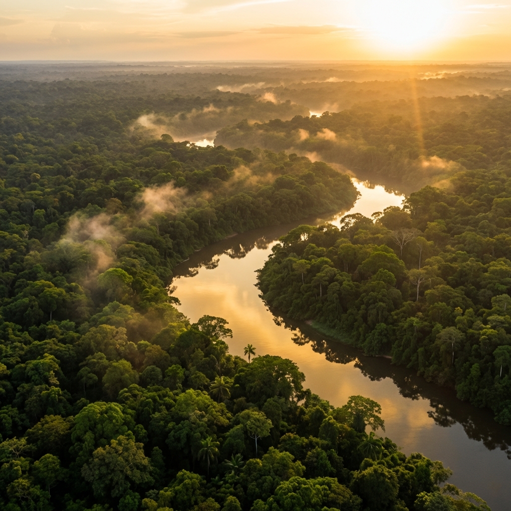 Amazon rainforest aerial drone footage
